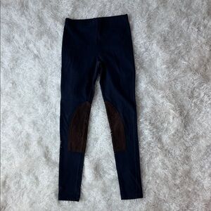 Women’s Ralph Lauren Navy Riding Leggings with Brown Knee Patches